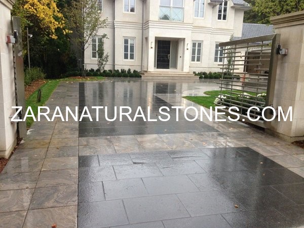 Jet Black Flagstone Driveway Pavers